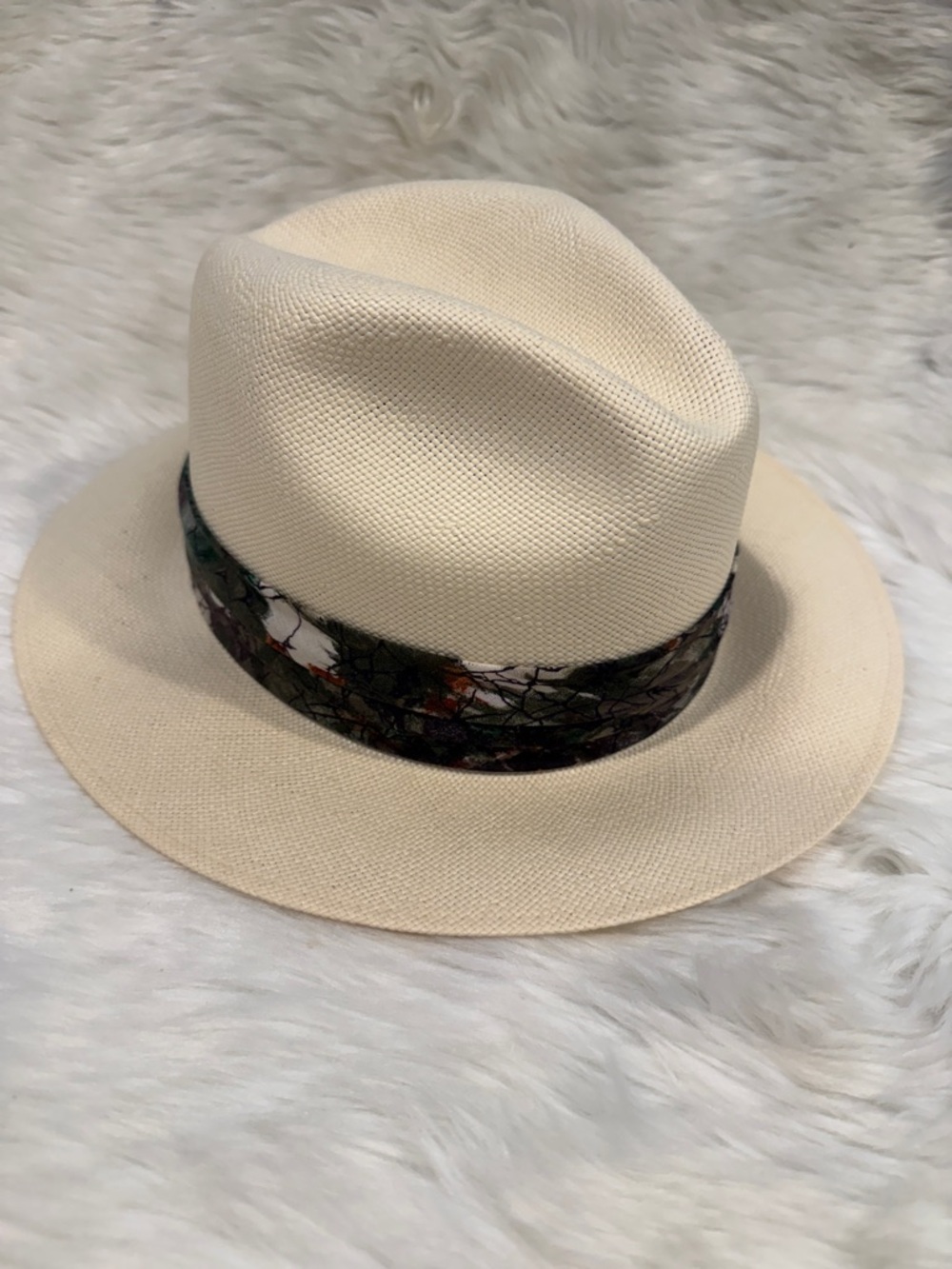 Vintage Harry Levinson Men's Cream Fedora Patterned Band Straw Old Money